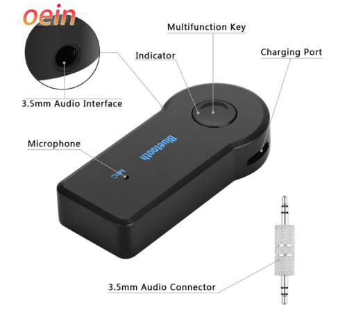 2 in 1 Wireless Bluetooth 5.0 Receiver Transmitter Adapter 3.5mm Jack For Car Music Audio Aux
