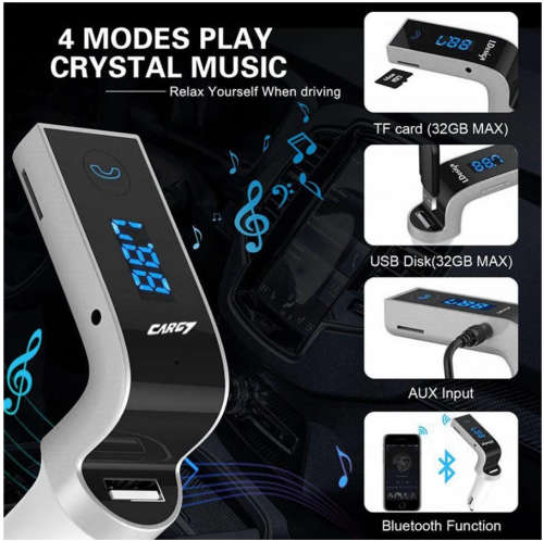 USB Car Charger Wireless Bluetooth FM Transmitter Hands Free Kit Music MP3 Player Support TF Card