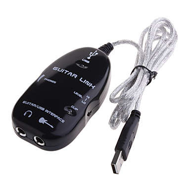 Guitar Link Interface to USB Cable for PC/Mac Computer Recording and a 1/4-Inch / 3.5mm Adapter