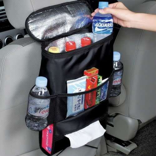 Car Seat Side Back Storage Vehicle Multi Pocket Holder Organizer String Bag Black