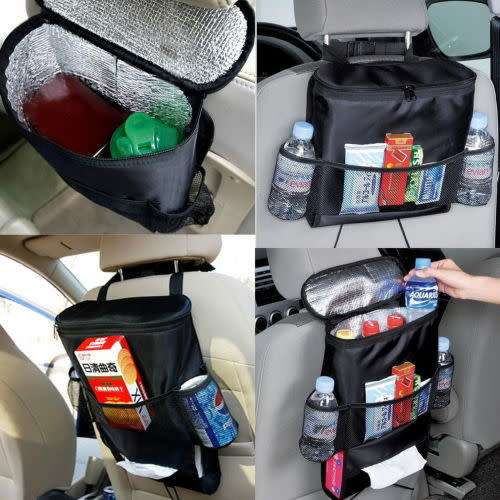 Car Seat Side Back Storage Vehicle Multi Pocket Holder Organizer String Bag Black