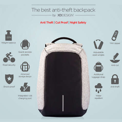 Anti Theft Laptop Notebook Backpack Bag Travel Bag With External USB Charging Port