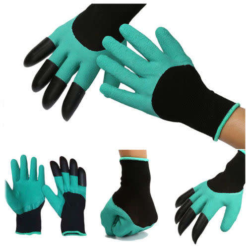 Hot Garden GENIE Gloves Digging&Planting with 4 ABS Plastic Claws Gardening PF