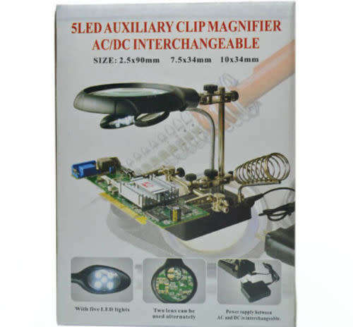 Helping Hand LED Illumination Auxiliary Clip Magnifier with Soldering Stand