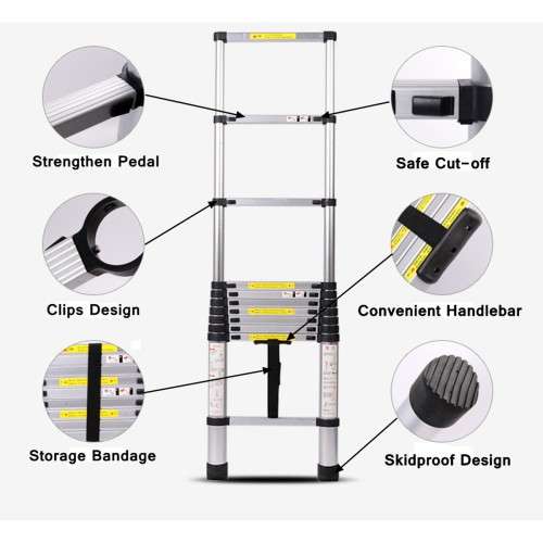 3.8M 13 Steps Aluminum Alloy Portable Extension Telescopic Ladder Single Straight Ladder (KKIKE)