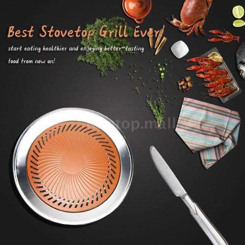 Smokeless Indoor Stovetop BBQ Grill Barbeque Kitchen Barbecue Pan Griddle (KKIK)