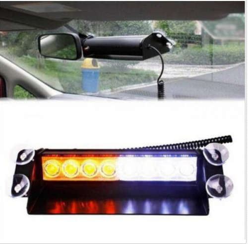 8 LED Strobe White Amber Emergency Vehicle Car Flash Light Warning Dash 3 Modes