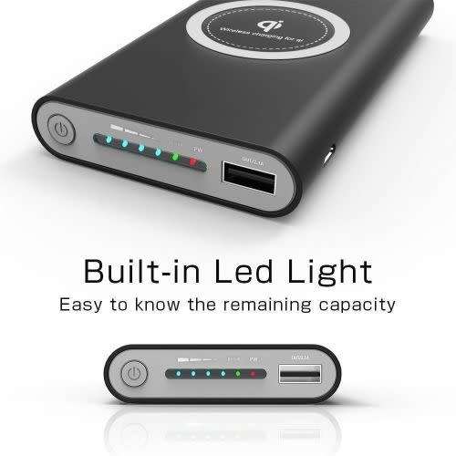 10000mAh Qi Wireless Power Bank & Fast Charging USB LED Portable Battery Charger (KKBIE)