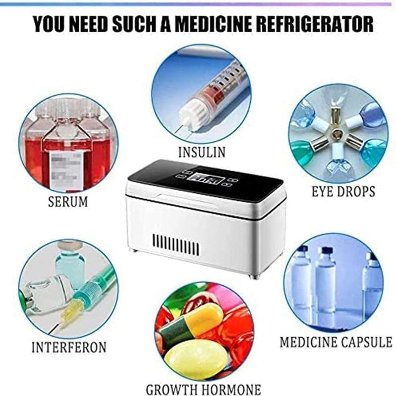 Portable Electronic Medicine Cooler (eg insulin). Plug or USB powered, with lithium battery backup