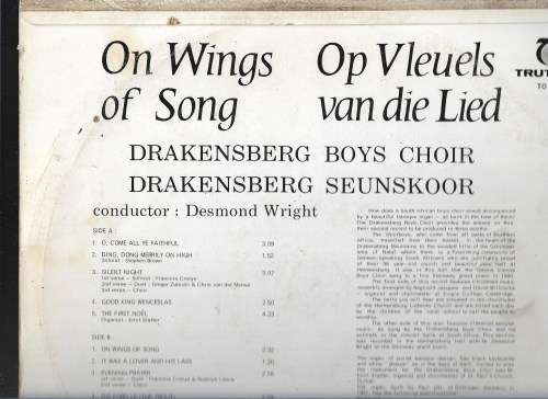 DRAKENSBERG BOYS CHOIR- ON WINGS OF SONG (LP)