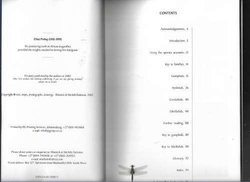 A FIELDGUIDE TO THE DRAGONFLIES OF SOUTH AFRICA- WARWICK &MICHELE TURBOTAN