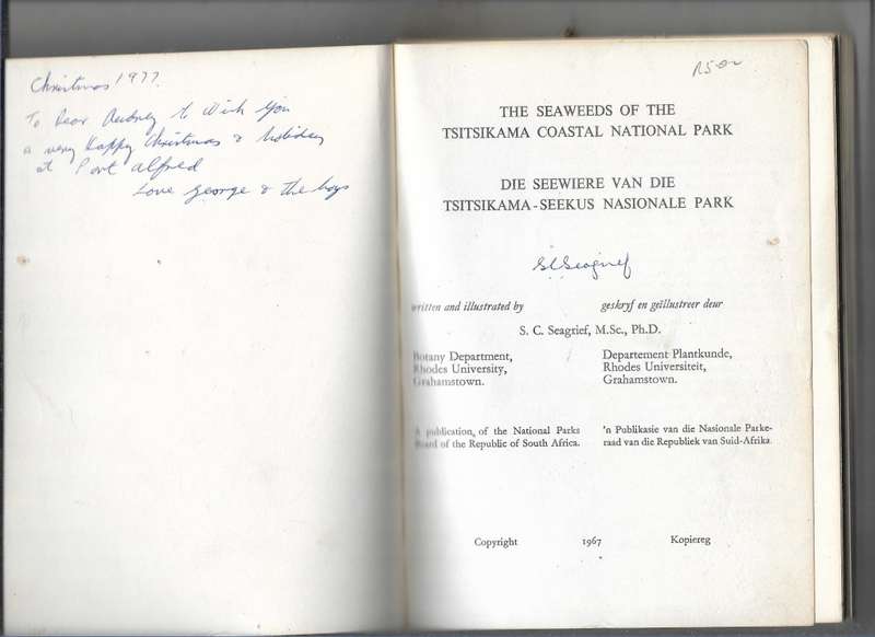 THE SEAWEEDS OF THE TSITSIKAMA COASTAL NATIONAL PARK- DR S C SEAGRIEF