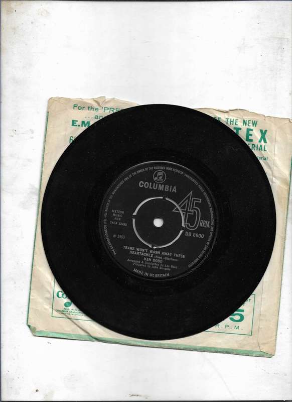 TEARS WON`T WASH AWAY THESE HEARTACHES/ HOW CAN I SAY I`M SORRY- KEN DODD (SEVEN SINGLE)