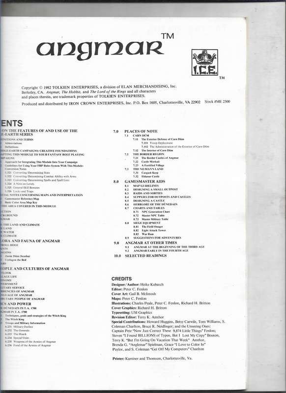 ANGMAR- LAND OF THE WITCH KING- J R R TOLKIEN (GAMERS  GUIDE BOOK)