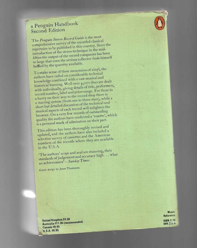 PENGUIN STEREO RECORD GUIDE- EDWARD GREENFIELS- ROBERT LAYTON AND IVAN MARCH