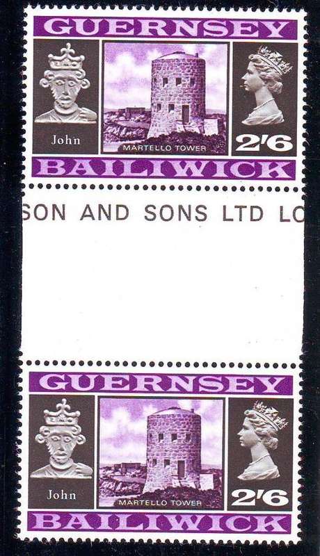 GUERNSEY - 1969 - 1973 - UNMOUNTED MINT - 2'6 CENTRAL GUTTER  VERTICAL PAIR - SCARCE