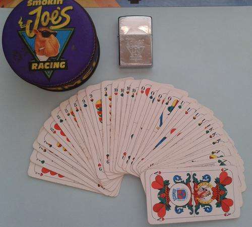 SCHMID'S MUNCHNER SPIELKARTEN (CAMEL ON REVERSE) & SMOKING JOE'S ZIPPO IN CAMEL TIN