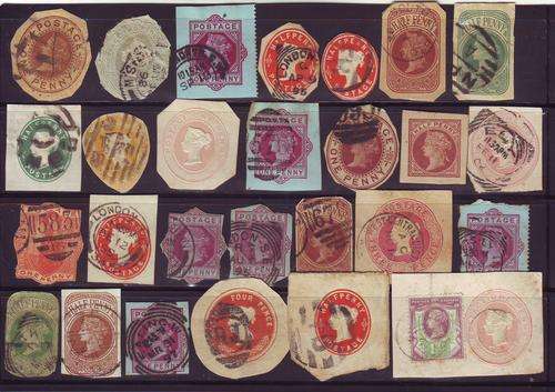 QVIC - A lot of penny post cut-outs with some interesting postmarks