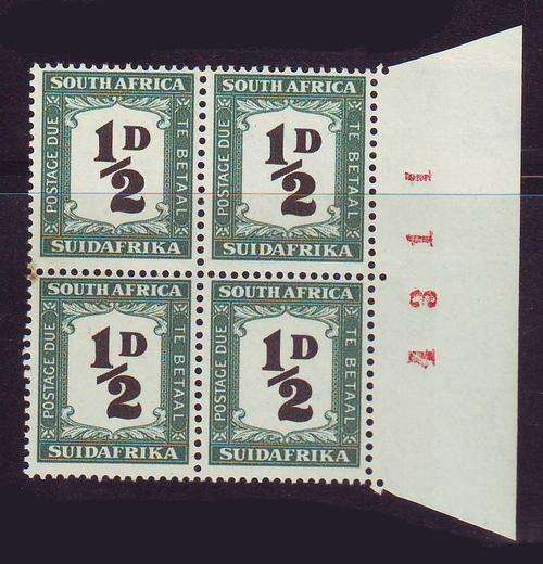 UNION - 1/2d Postage Due - Marginal Block of 4 - Mint(**)