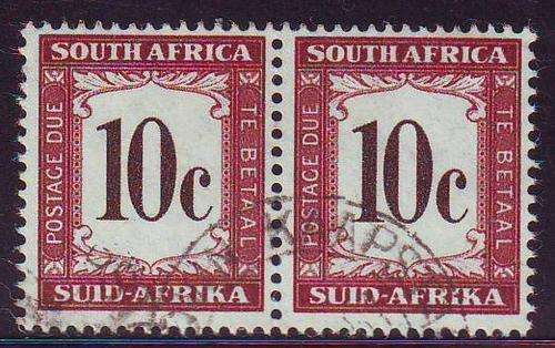 UNION - 1961 - 10c Postage Due Pair - CV R300(2008) - Fine Used