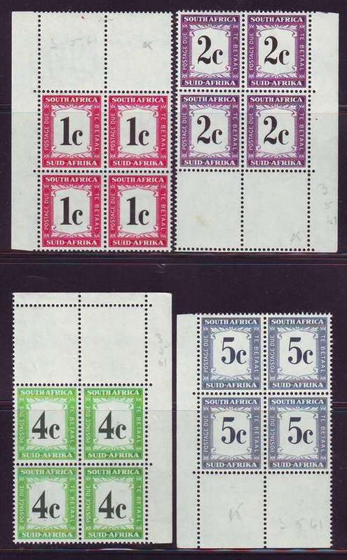 UNION - 1961 - Postage Due - Corner Blocks - Mint