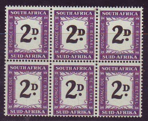 UNION - Postage Due 2d Thick "2D" - Block of 6 - Mint(**)