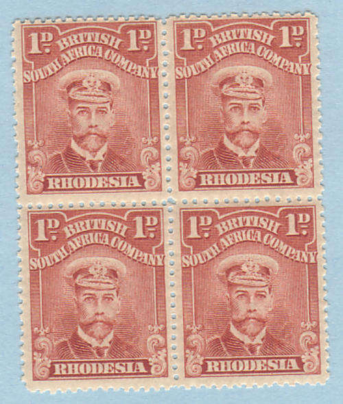 RHODESIA sg192 block NH MINT cv 190r
