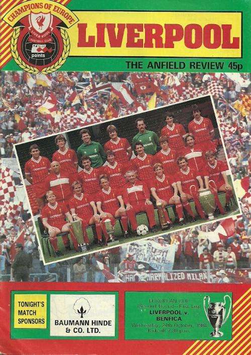Liverpool v Benfica ( Portugal ) 1984/85 European Cup 2nd Rnd 1st Leg Programme