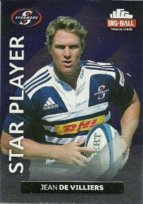 JEAN DE VILLIERS - 2012 BIG BALL RUGBY STAR PLAYER CARD 156