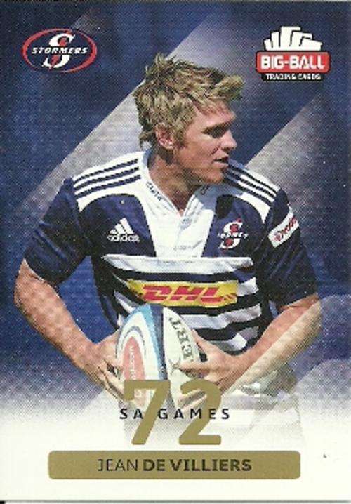 JEAN DE VILLIERS - 2012 BIG BALL RUGBY BASE CARD 179