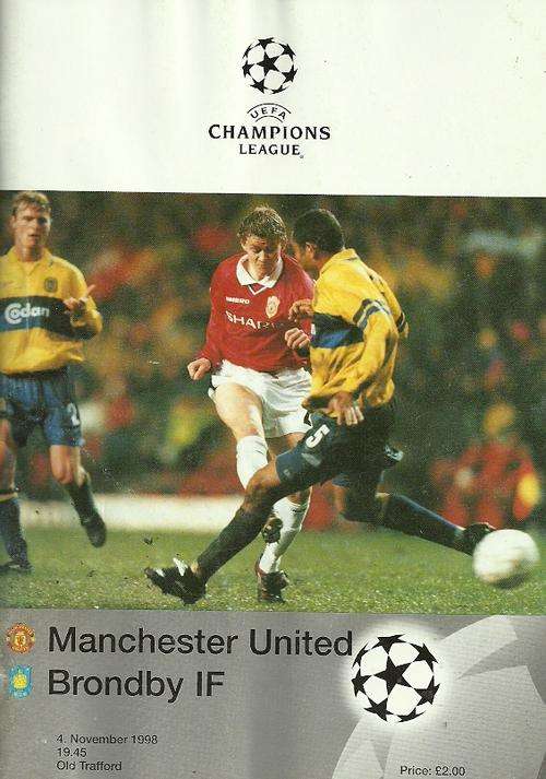 Manchester United v Brondby IF ( DEN ) 1998/99 Champions League Match Programme ( Treble Season )