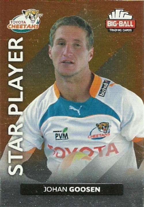 JOHAN GOOSEN - 2012 BIG BALL RUGBY STAR PLAYER CARD 056