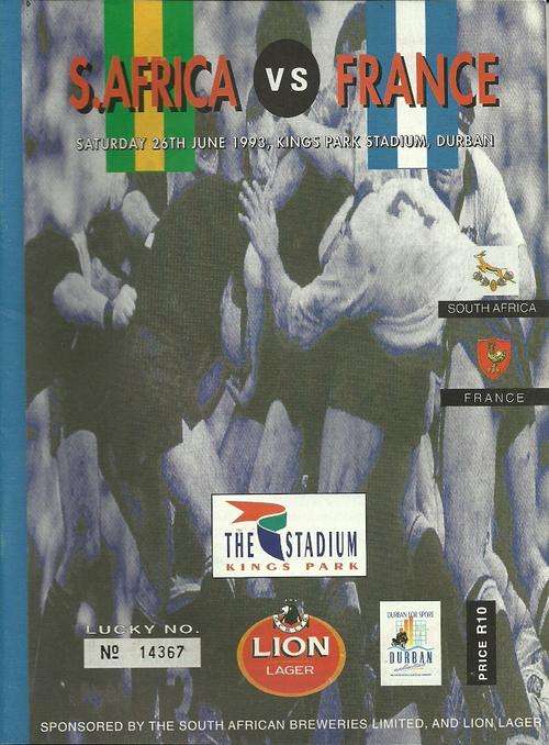 South Africa v France 1993 1st Test Match Programme