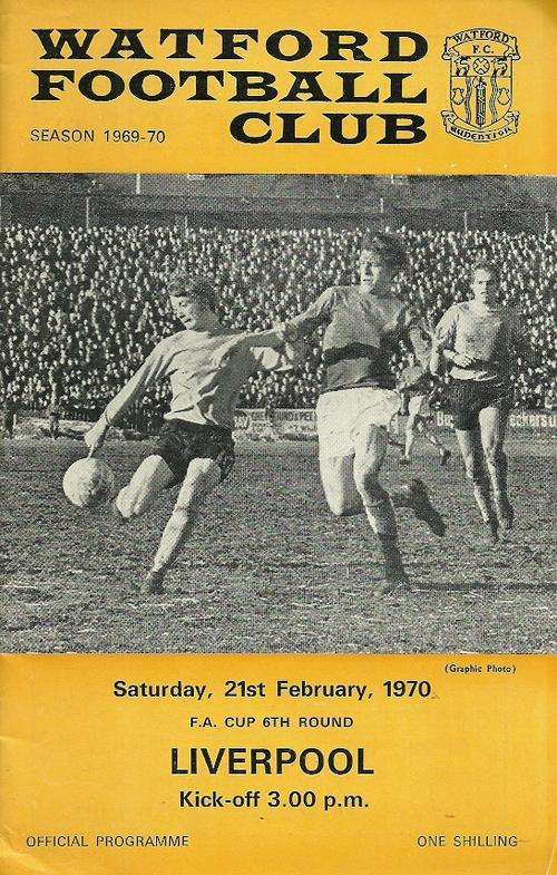 Watford v Liverpool 1970 FA Cup Rnd of 32 Match Programme