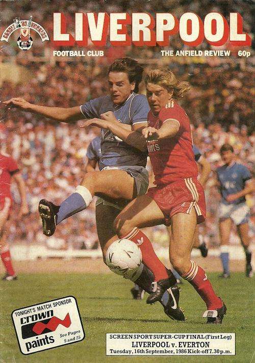 Liverpool v Everton 1986 Super Cup 1st Leg Match Programme ( Rare )