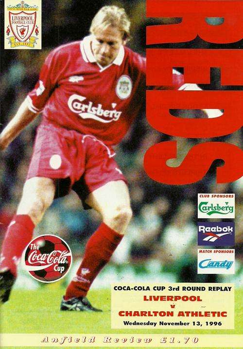 Liverpool v Charlton Athletic 1996/97 League Cup 3rd Rnd Reply Match Programme