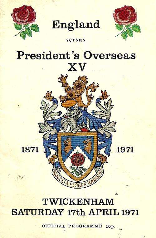 England v President's Overseas XV Match Programme