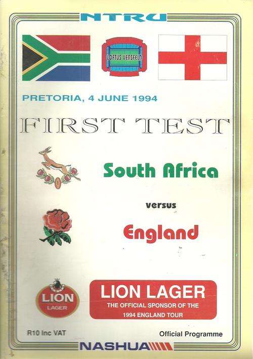 South Africa v England 1994 1st Test Match Programme