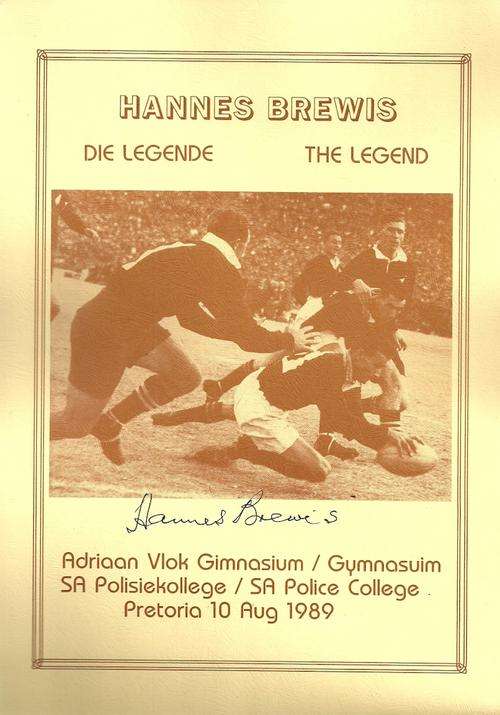 Hannes Brewis - The Legend 1989 Ceremoney Programme ( Autographed )