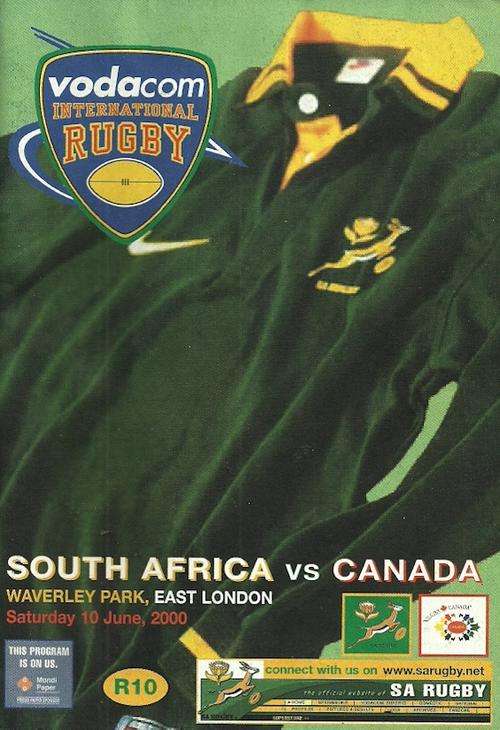 South Africa v Canada 2000 Test Match Programme ( John Smit Debut )