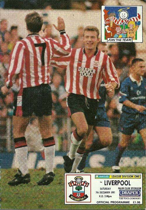 Southampton v Liverpool 1991/92 Division 1 League Match Programme