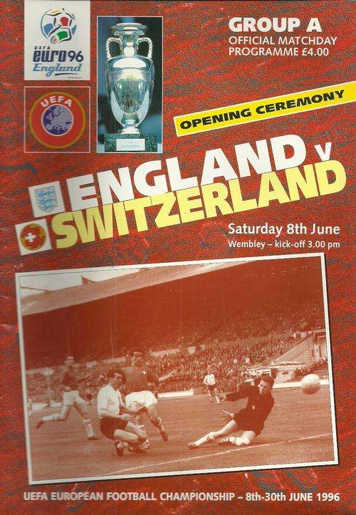 England v Switzerland Euro 1996 Opening Match Programme