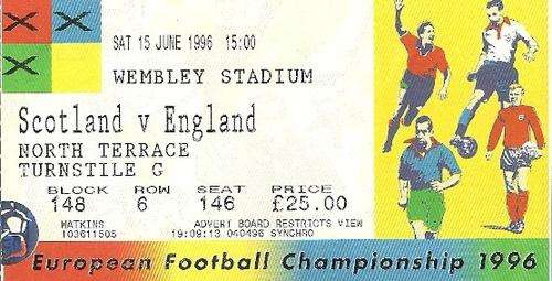 Scotland v England Euro 1996 Group A Match Ticket