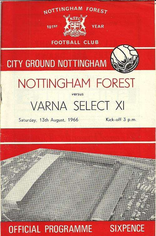 Nottingham Forest v Varna Select XI ( Bulgaria ) 1966 Friendly Match Official  Programme ( Rare )