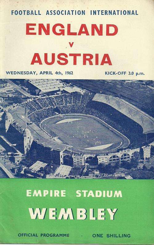 England v Austria 1962 International Friendly Match Programme
