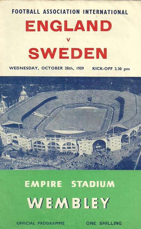 England v Sweden 1959 International Friendly Match Programme