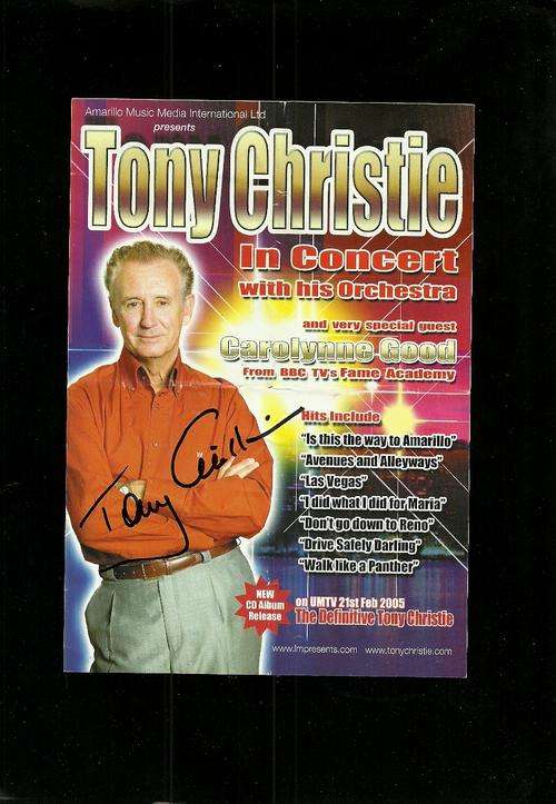 Tony Christie Signed Colour Promo Leaflet