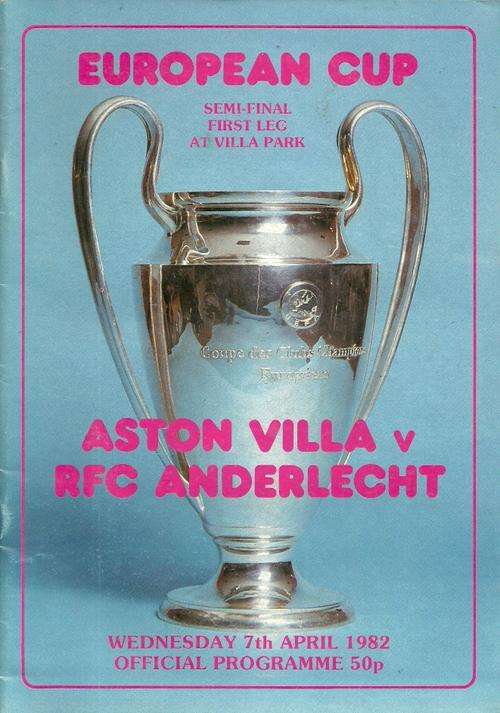 Aston Villa v Anderlecht ( Belgium ) 1981/82 European Champions Cup Semi Final 1st Leg Programme