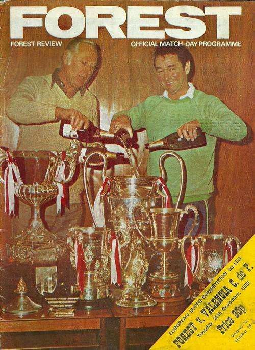 Nottingham Forest v Valencia C.F. 1980 European Super Cup Final 1st Leg Programme