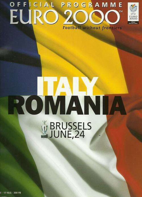 Italy v Romania 2000 Euro Cup Quarter Final Official Programme